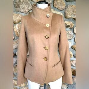 MAX MARA 100% Camel Hair Lined Asymmetrical Button-Up Blazer Women’s US Sz.8